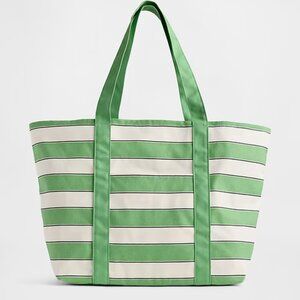 GAP Green Canvas Stripe Tote Bag/NWT